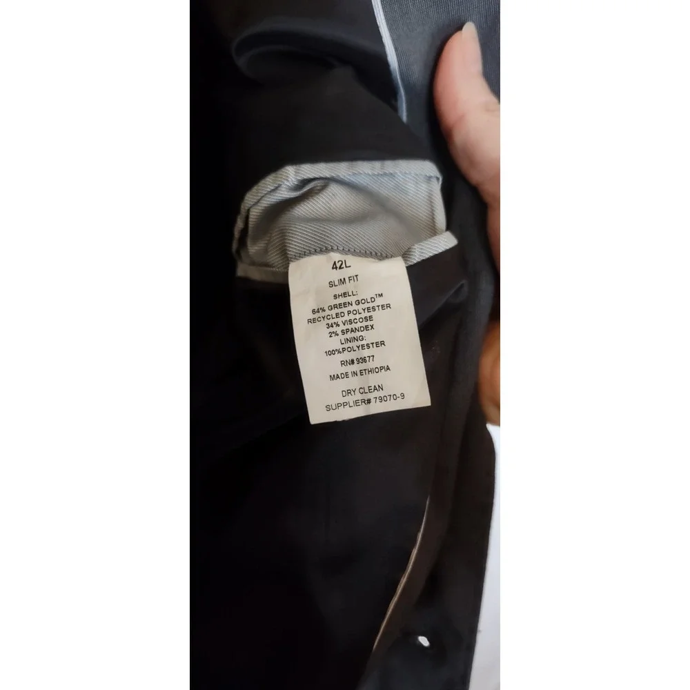 J.Ferrar Slim Men's Sport Coat Blazer Two Button Gray Recycled Polyester  42L